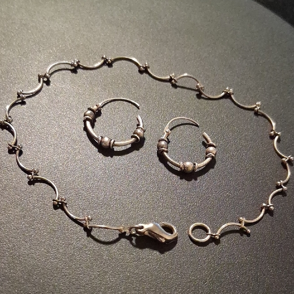 925 Sterling Silver Jewelry - Sterling Silver Ball Bearing Earrings & Bracelet Jewelry Set.